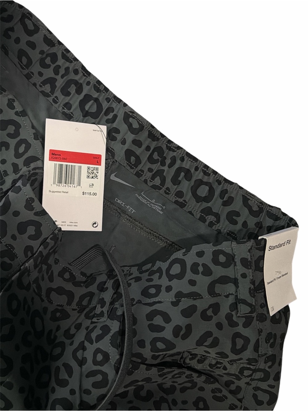 NWT Nike Golf Men’s Large Leopard Print Dri-FIT Golf Shorts Gray Black $115 MSRP - Picture 2 of 2